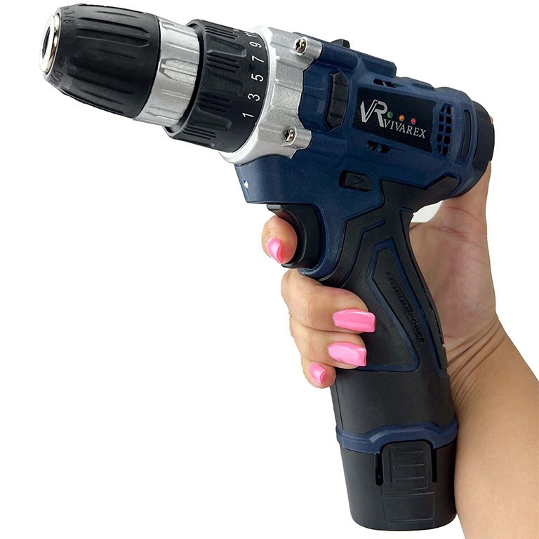 دریل شارژی دو باتری با لوازم ویوارکس مدل VR1210-2A