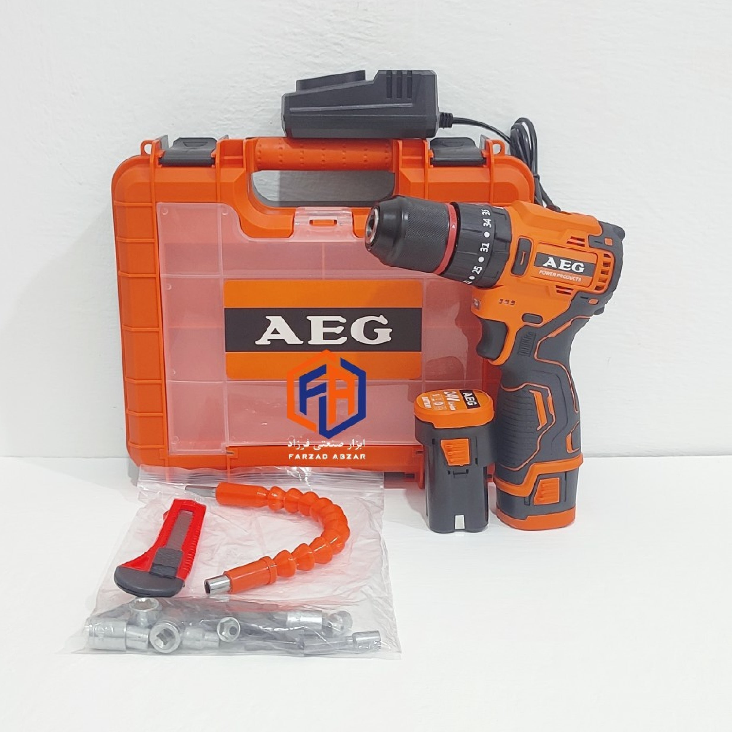 دریل شارژی 24 ولت موتور براشلس AEG مدل 24v، سری جدید، ویدئو تست پائین صفحه